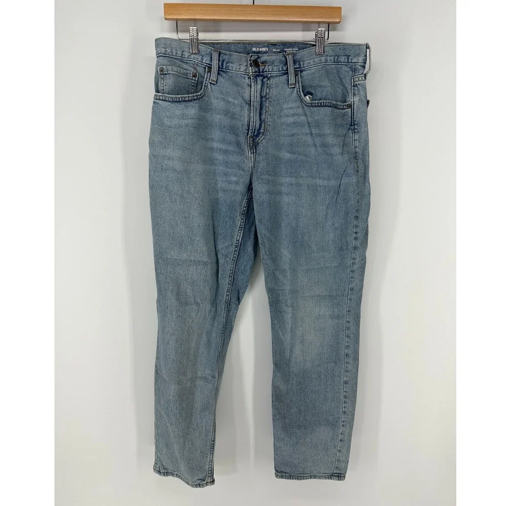 Old Navy Athletic Taper Jeans Mens 34x30 Light Wash Built-In Flex Denim Pants